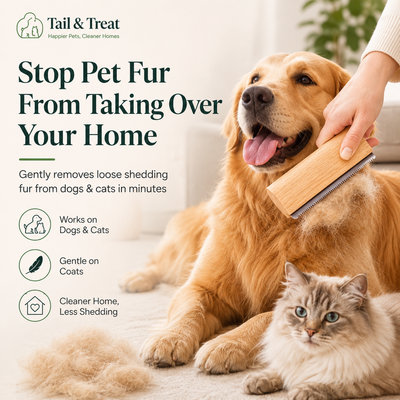 Wooden Pet Hair Removal Comb for Cats and Dogs